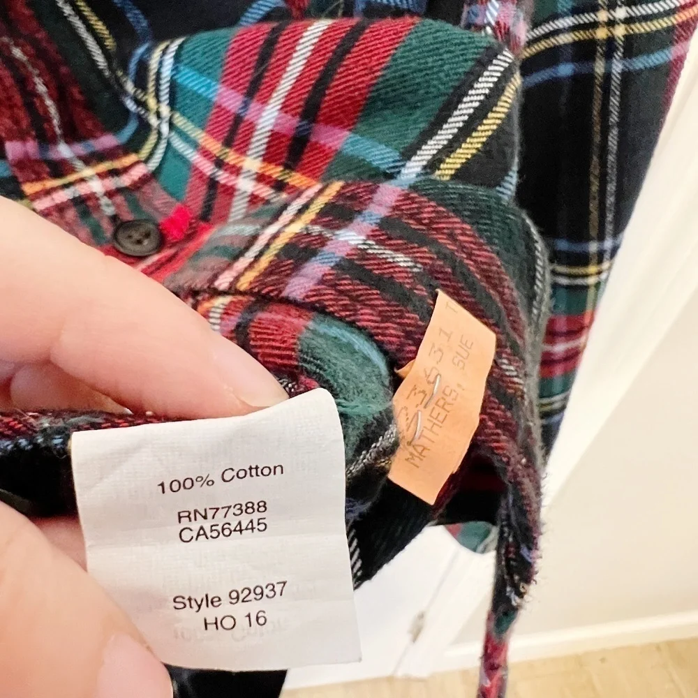 J.Crew Midweight  Slim Flannel Shirt In Stewart Plaid Button Down Size L